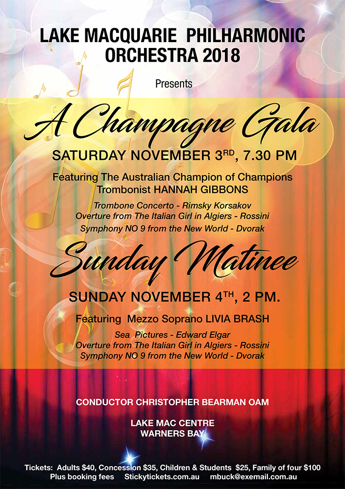 Featured image for “The Lake Macquarie Philharmonic Presents A Champagne Gala and Sunday Matinee concerts”
